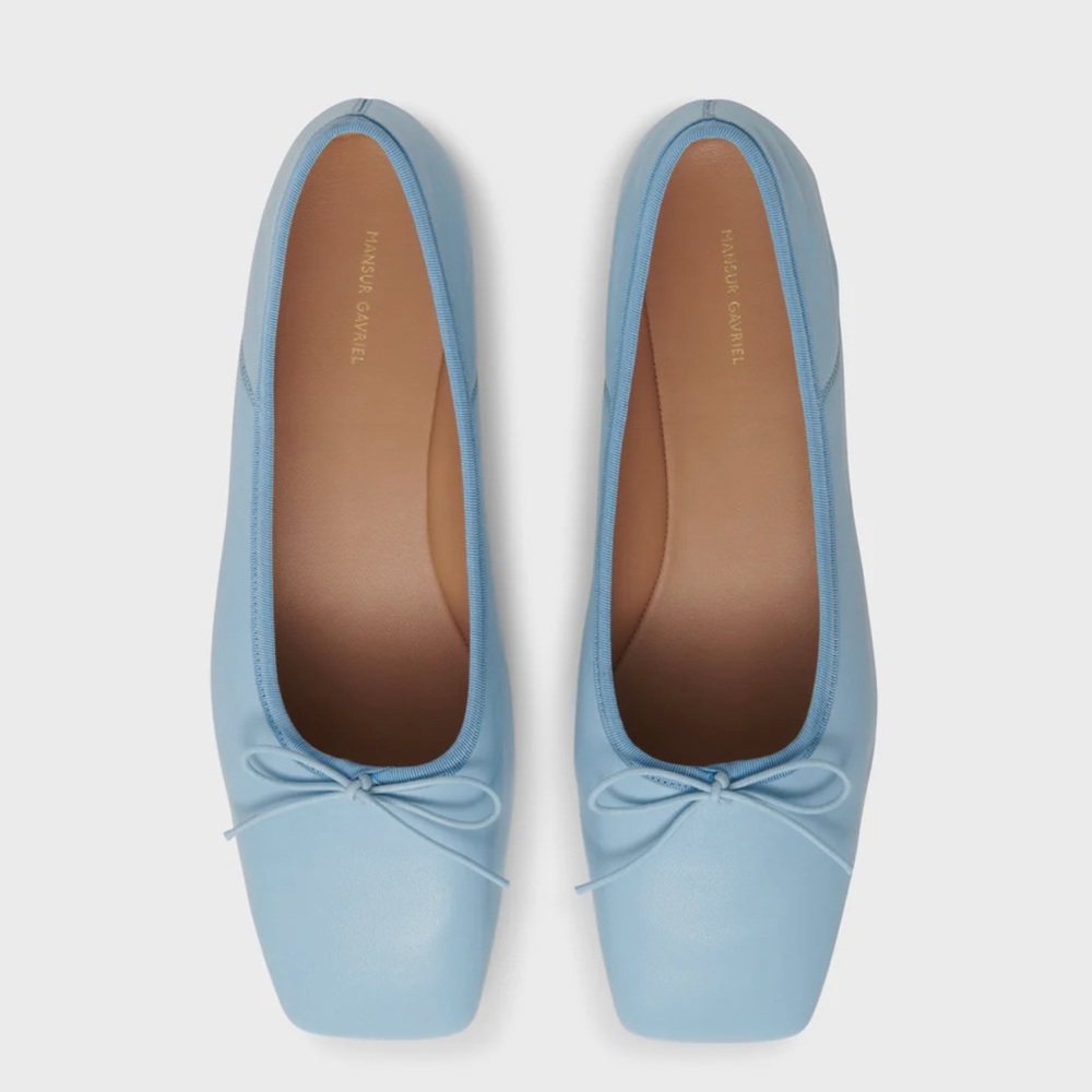 Mansur Gavriel Square Toe Ballerina - color Ice, sz 40 - Picture 1 of 4